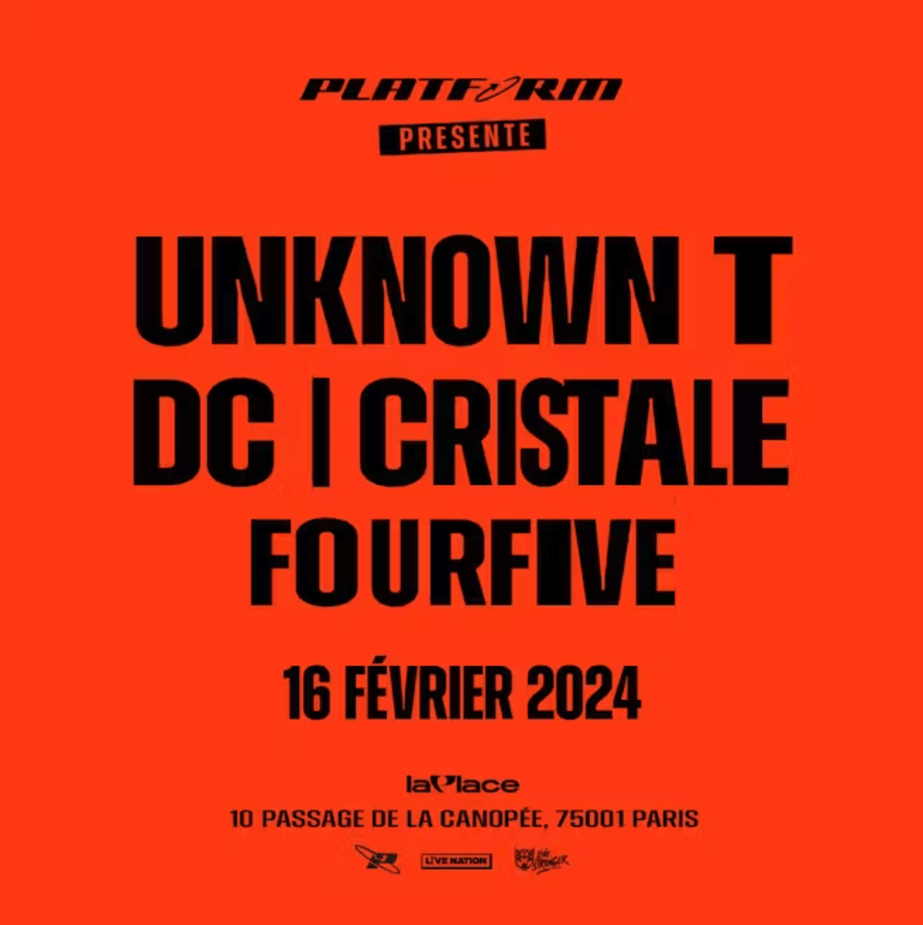 Affiche concert Cristale Unknown T DC Fourfive La Place